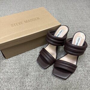 Steve Madden Tahani Sandals Brown Open Toe Block Heeled Women’s Size 6.5 New